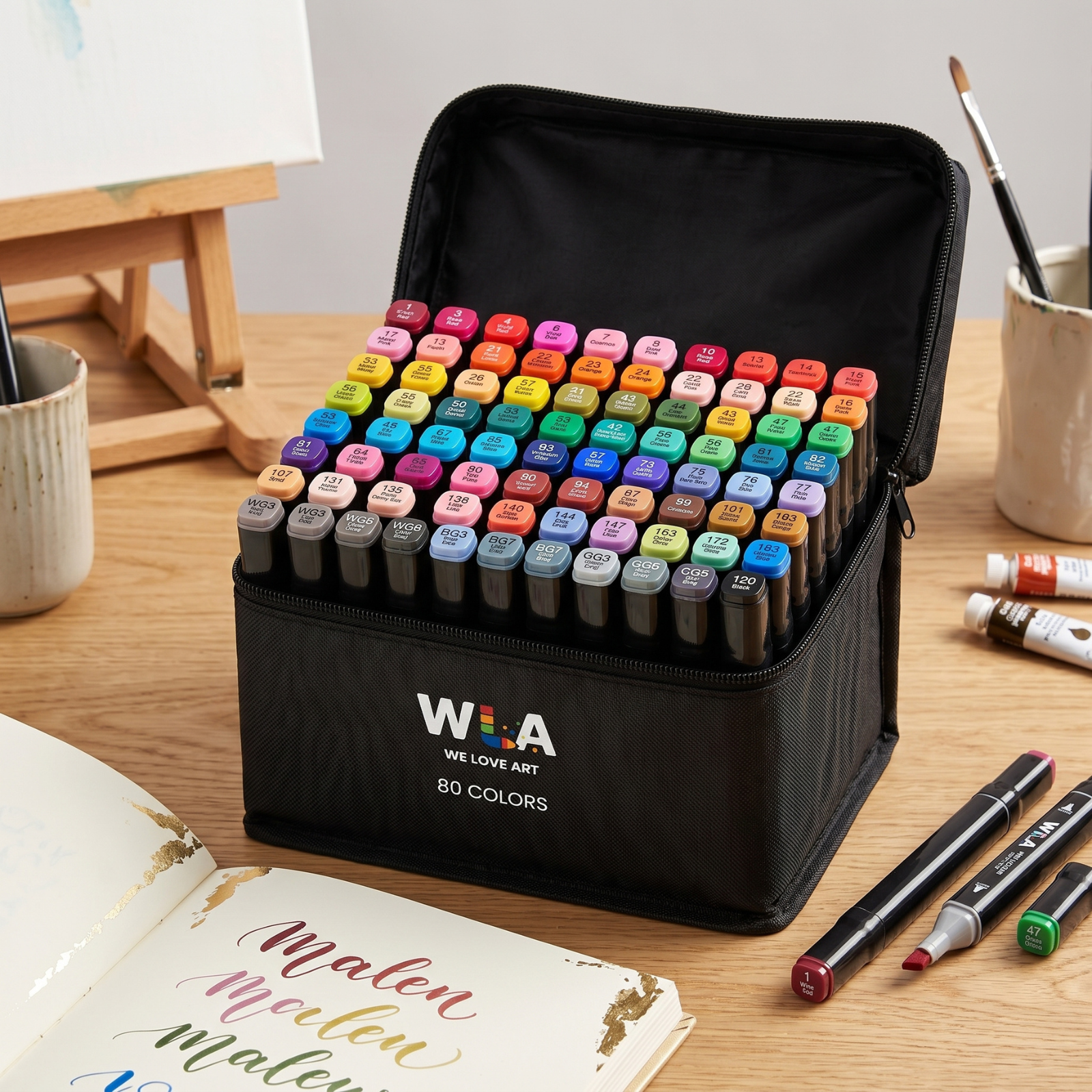 WLA Marker80 - Alcohol Markers - 80 kleuren - Twinmarkers - Markeerstiften - Voor Kinderen en Volwassenen - Stiften