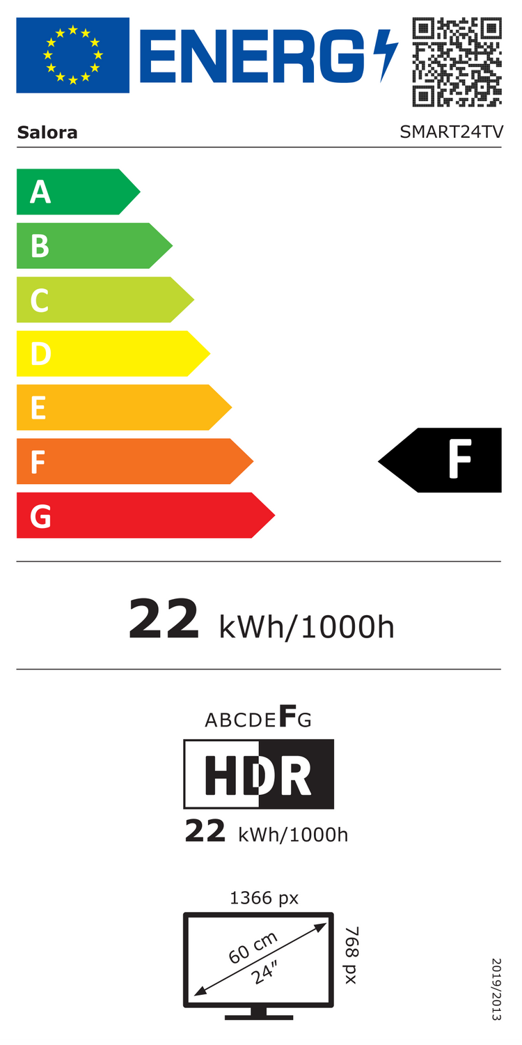 Energielabel Salora SMART24TV - klasse F