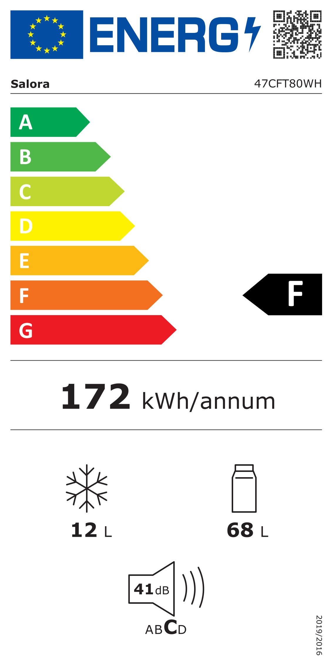 Energielabel COOLFREEZE48WH - klasse F