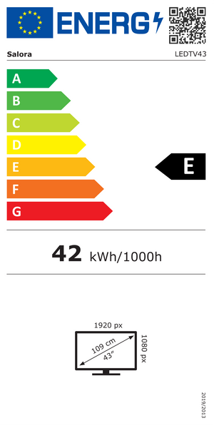 Energielabel Salora LED43TV - klasse E