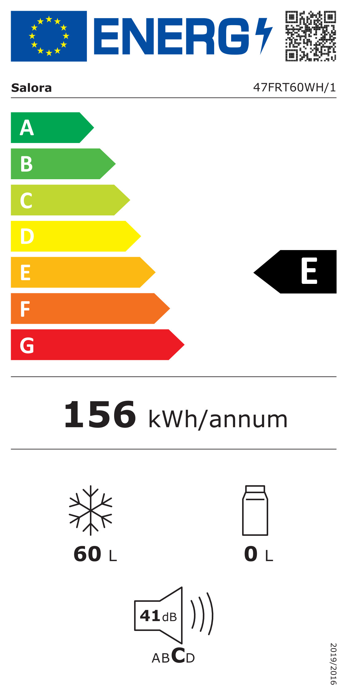 Energielabel FREEZER48WH - klasse E