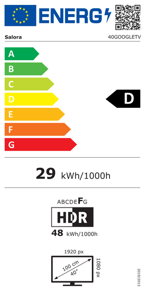 Energielabel Salora 40GOOGLETV - klasse D