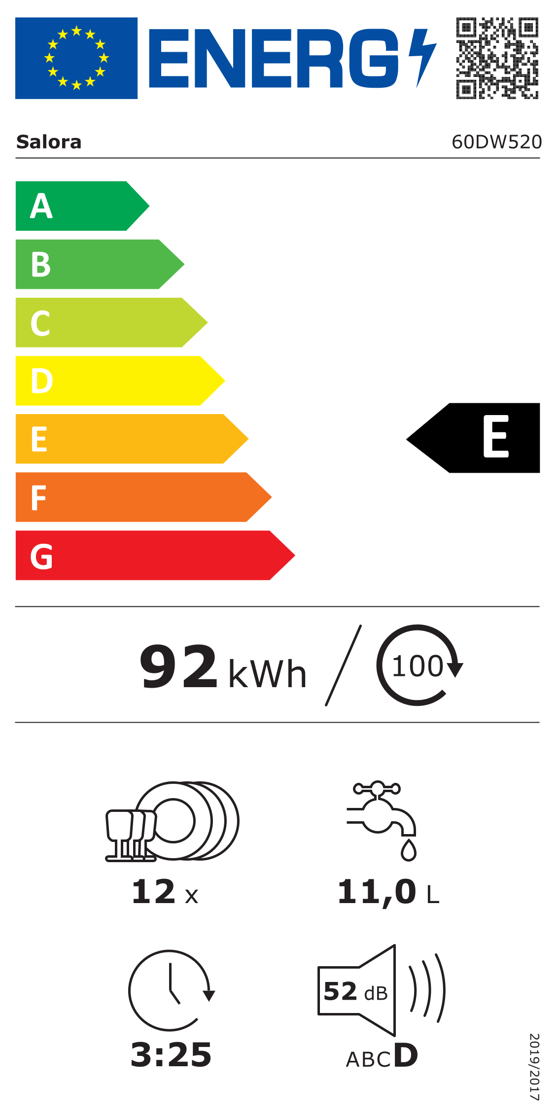 Energielabel Salora DISH6025 - klasse E