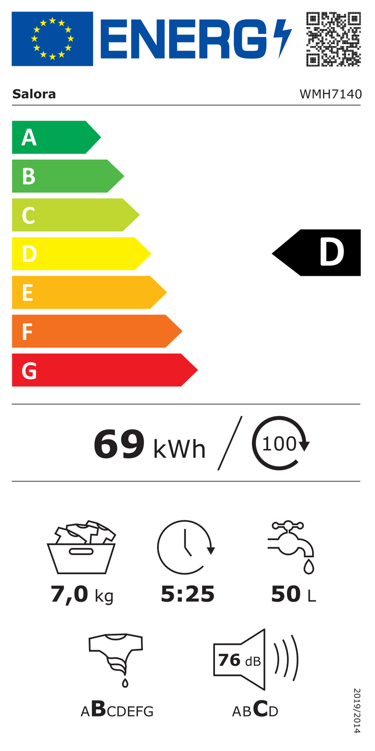 Energielabel Salora WMH7140 - klasse D