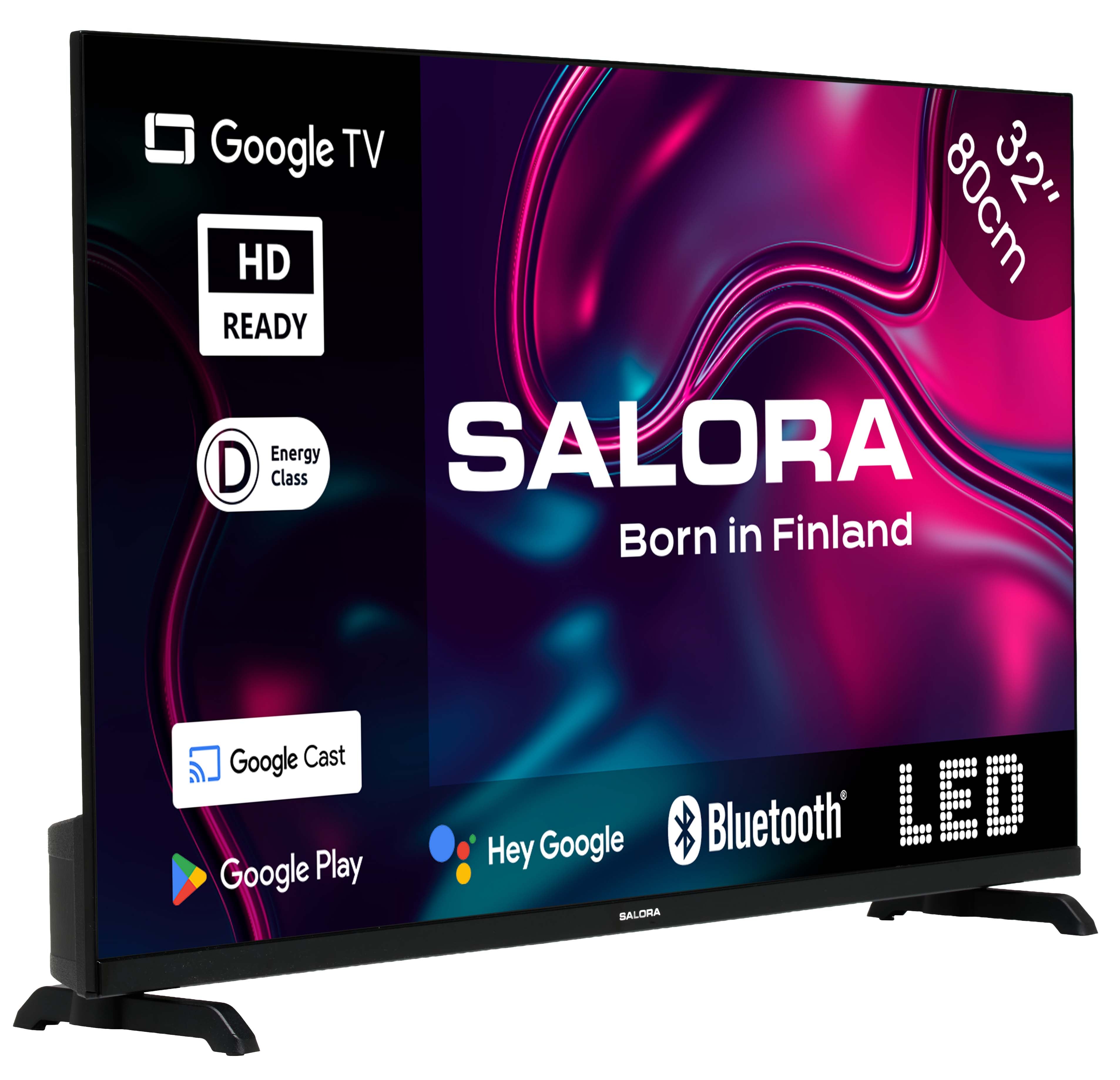 salora 32GOOGLETV 32 inch tv zij-vooraanzicht-rechts