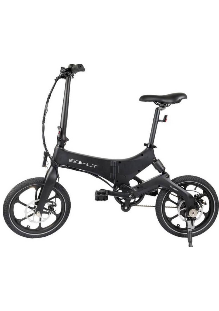 Bohlt X160 BL elektrische vouwfiets magnesium zwart met achtervering - zijaanzicht
