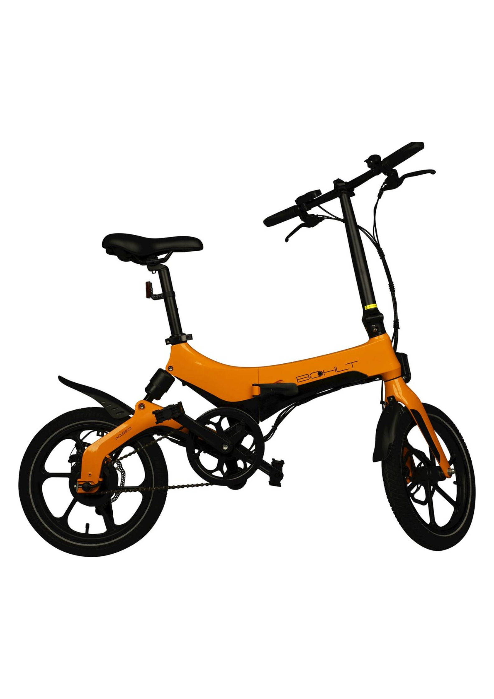 Bohlt X160 OR elektrische vouwfiets magnesium oranje met achtervering - zijaanzicht